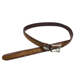 Stacy Adams Croc Embossed Brown Leather Dress‎ Belt Men's Size 46 Silver Buckle